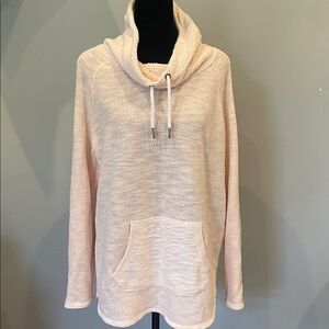 Cozy Pink Cowl Neck Calvin Klein top with front pocket